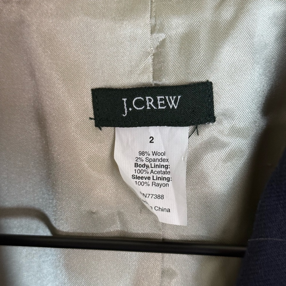J Crew Womens Wool Button Blazer Jacket Size 2 Navy Blue Academia School Classic - Picture 3 of 4